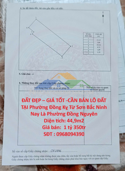 Đất đẹp – giá tốt -cần bán lô đất tại phường đồng kỵ từ sơn bắc ninh nay là phường đồng nguyên