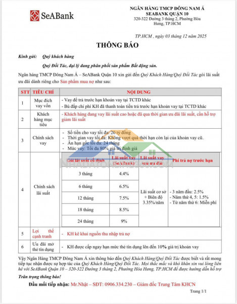 Seabank hỗ trợ mua nợ & giảm lãi suất cho khách hàng đang vay