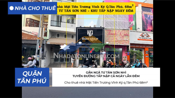 Cho thuê nhà mặt tiền trương vĩnh ký q.tân phú 68m² - 16triệu
