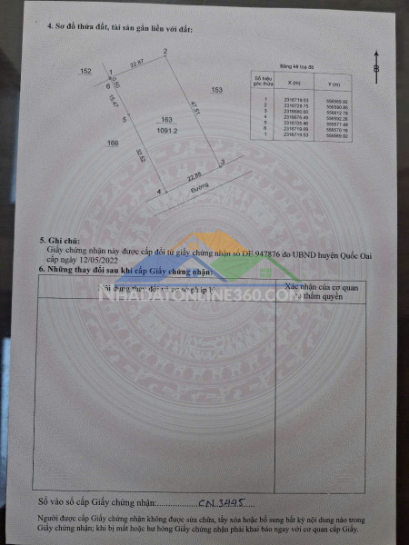 Bán đất phú cát 1.100 m2 mặt tiền 23m ô tô tránh 17 triệu/m2 ( thương lượng)