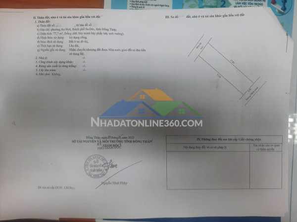 Bán đất thổ cư sổ hồng 82m2 đường trần thị nhượng, an hòa, sa đéc, đồng tháp. hướng đn, giá 2.1 tỷ.