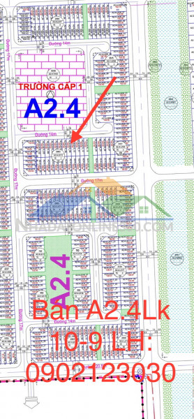 Bán a2.4 lk 10-9 nhìn trường học dt 100m2 mt 5m hướng bắc, đường 14 m cuối năm nhận nhà xây thô, hoàn thiện mặt tiền 
  lh: 0912123030; 0902123030 để được tư