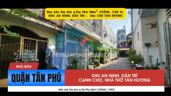 Bán nhà tây sơn q.tân phú 60m², 5tầng, 7.89tỷ - gần chợ tân hương