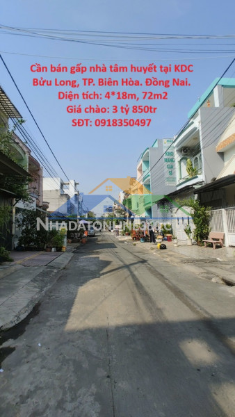 Nhà kdc bửu long- biên hoà – 72m² – 4pn – vỉa hè rộng – gía...
