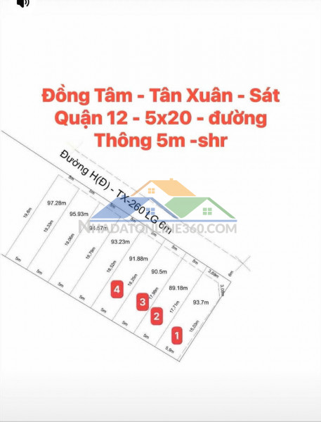 Đất (16x75) 2mt nhựa xuân thới sơn – gần vinhomes hóc môn – giá tốt