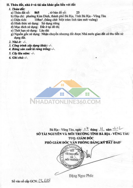 Đất  đẹp- giá tốt- cần bán nhanh đất tại phường kim dinh, tp bà rịa ,vũng tàu