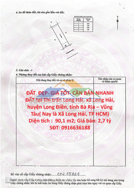 Đất  đẹp- giá tốt- cần bán nhanh đất tại xã long hải, long điền, bà rịa vt