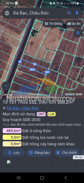 Chủ cần bán gấp đất 
ngay sau ủy ban xã suối nghệ châu đức...