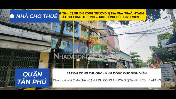 Cho thuê nhà 2 mặt tiền cạnh đh công thương q.tân phú 78m²,...