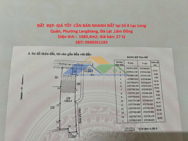 Đất  đẹp- giá tốt- cần bán nhanh đất tại phường langbiang, đà lạt ,lâm đồng
