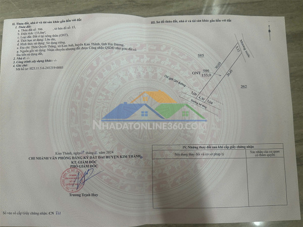 Đất đẹp - giá tốt cần bán nhanh lô đất tiềm năng tại huyện kim thành tỉnh hải dương