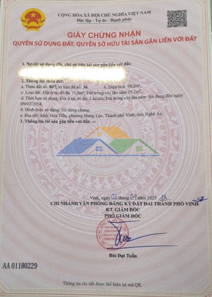 Đất chính chủ - giá tốt  - cần bán lô đất  tại khối hoà...