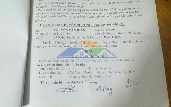 Cần bán gấp đất thổ cư – hẻm xe hơi – nguyễn thị thử,...