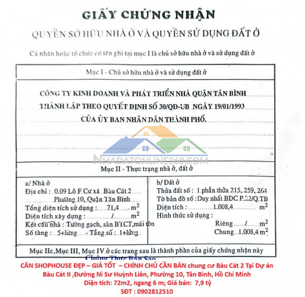 Căn shophouse đẹp – giá tốt  – chính chủ cần bán chung cư...