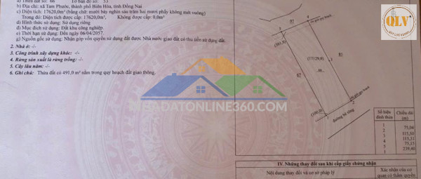 BÁN ĐẤT  – CCN DỐC 47, TAM PHƯỚC, BIÊN HÒA, ĐN – 52.122m²