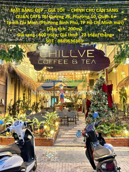 Mặt bằng đẹp – giá tốt  – chính chủ cần sang quán cafe tại đường 26, phường 10, quận 6
