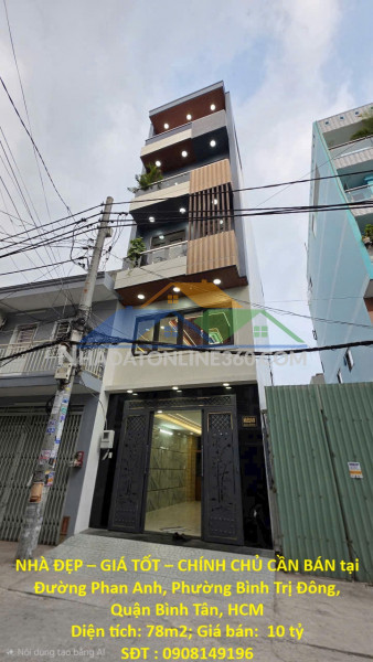 Nhà đẹp – giá tốt – chính chủ cần bán tại đường phan anh, phường bình trị đông, quận bình tân, hcm