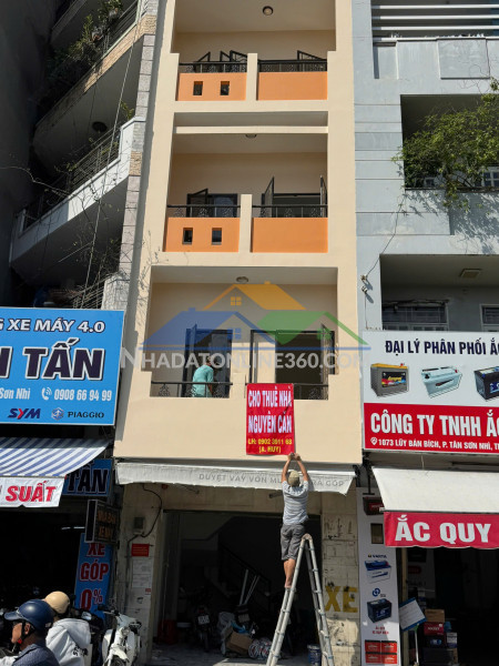 Cho thuê nhà 1 trệt 4 lầu – 4pn 4wc tại mặt tiền đường lũy bán bích, tân phú, tphcm - giá 21 triệu/tháng