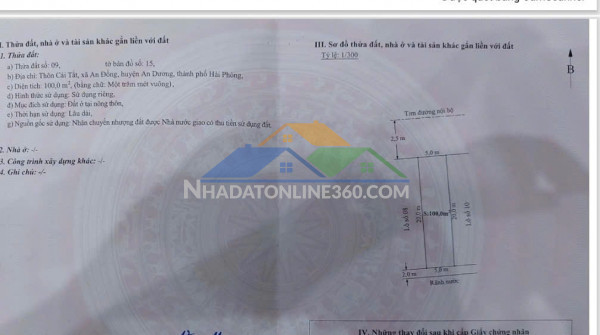 Bán đất 100m2 ngang 5m đường nhựa tại cái tắt, an đồng