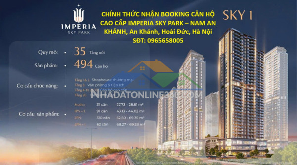 Chính thức nhận booking căn hộ cao cấp imperia sky park – nam an khánh, an khánh, hoài đức, hà nội
