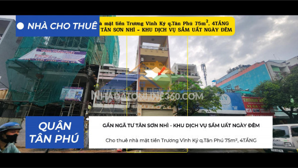 Cho thuê  nhà 2 mặt tiền lũy bán bích 80m² -  3tầng- khu thương...