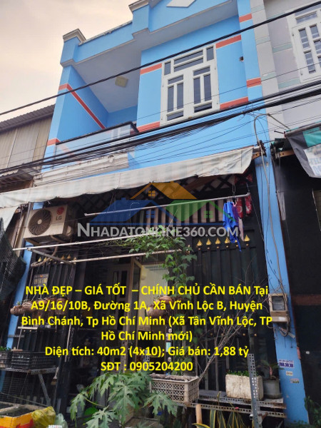 Nhà đẹp – giá tốt  – chính chủ cần bán tại a9/16/10b, đường 1a, xã vĩnh lộc b, huyện bình chánh