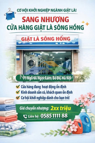 Cơ hội khởi nghiệp ngành giặt là - sang nhượng cửa hàng giặt là sông hồng, bồ đề