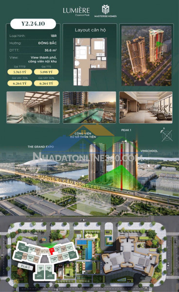 Đầu tư nhỉnh hơn 1,8 tỷ - sở hữu "viên kim cương" 1br - 1 ngủ lumiere cổ loa