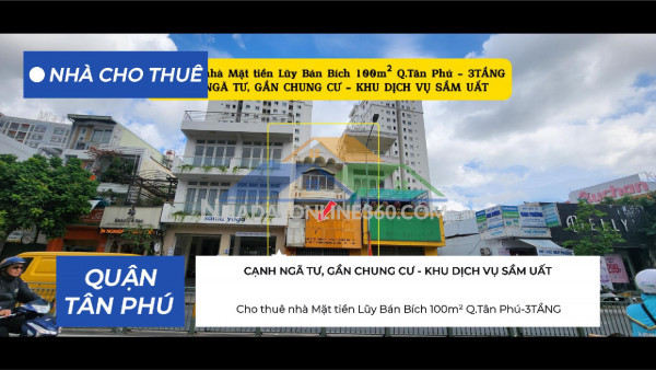 Cho thuê nhà mặt tiền lũy bán bích 100m² q.tân phú-3tầng,39 triệu - cạnh ngã tư
