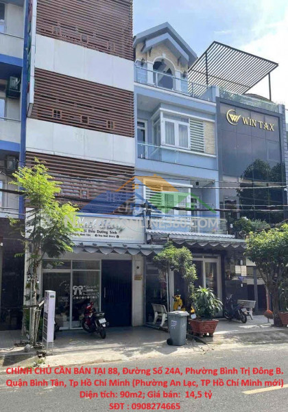 Nhà mặt tiền – giá tốt  – chính chủ cần bán tại 88, đường số 24a, phường bình trị đông b