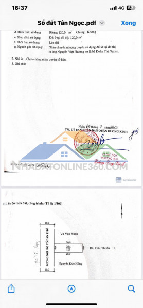 Đất mặt tiền 6m phố 183 tân thành – 120m2 cực hiếm khu dân cư đông – giá chỉ 2x triệu/m2 – zalo 0567 222 555