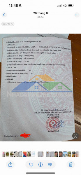 Bán lô đất tại  khu 10 thanh sơn phường uông bí - tỉnh quảng ninh.