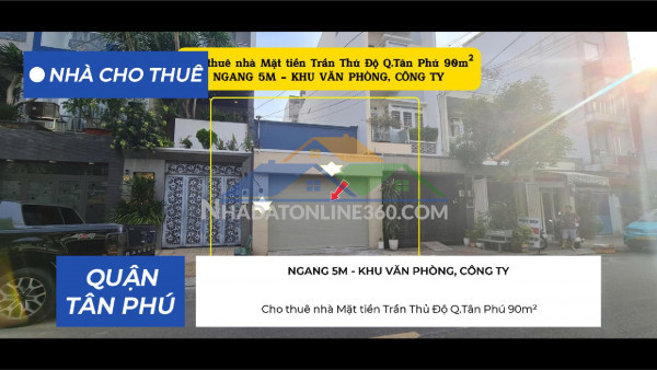 Cho thuê nhà mặt tiền trần thủ độ q.tân phú 90m² - ngang 5m - 15 triệu