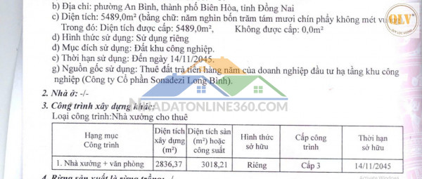 Cần bán nhà xưởng KCN Long Bình, Biên Hòa, Đồng Nai 2.800m²