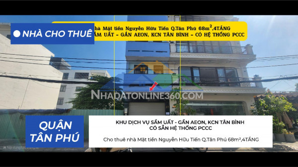 Cho thuê nhà mặt tiền nguyễn hữu tiến q.tân phú 68m²,4tầng,...