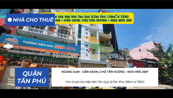Cho thuê nhà mặt tiền tân quý q.tân phú 138m²,4tầng, 39 triệu -...