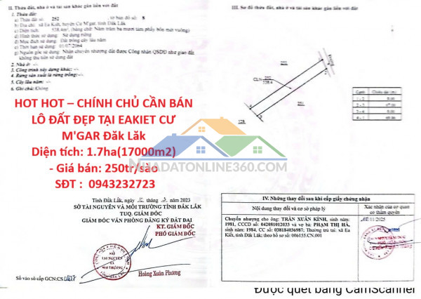 Hot hot – chính chủ cần bán nhanh lô đất vị trí  đẹp tại eakiet cư m'gar đăk lăk