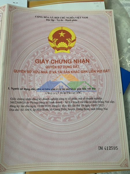 Chính chủ cần bán lô đất mặt tiền xã giang điền, huyện trảng bom, tỉnh đồng nai