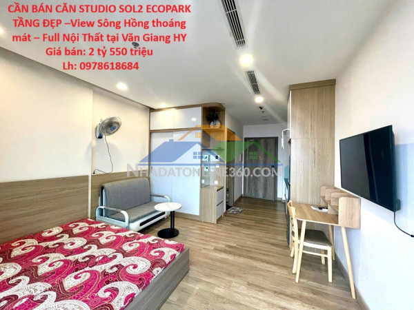 Cần bán căn studio sol2 ecopark tầng đẹp –view sông hồng thoáng mát – full nội thất tại văn giang hy