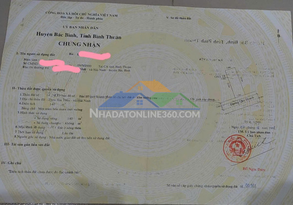 Đất đẹp – giá tốt  – chính chủ cần bán gấp tại  xã hải ninh, huyện bắc bình, bình thuận