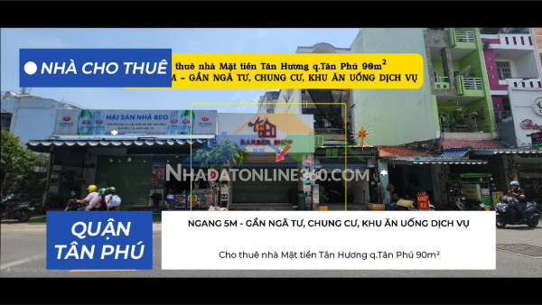 Cho thuê nhà mặt tiền tân hương q.tân phú 90m², 16triệu - khu dịch vụ sầm uất