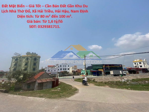 Đất mặt biển – giá tốt – cần bán đất gần khu du lịch nhà thờ đổ, xã hải triều, hải hậu, nam định