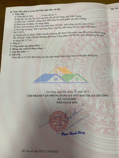 Đất đẹp - giá tốt - bán gấp lô đất tiềm năng tại xã long hòa, thành phố gò công, tiền giang