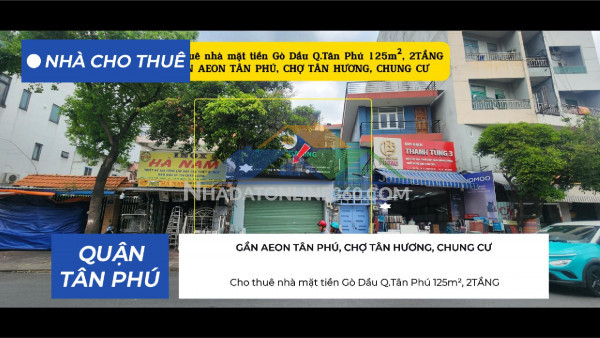 Cho thuê nhà mặt tiền gò dầu q.tân phú 125m², 2tầng - gần aeon, chợ tân hương