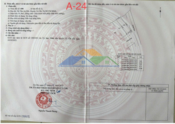 Bán đất nền 91,9m2 nguyễn văn khạ, củ chi- đường đá 8m, vỉa vè 2m, hướng đn, nở hậu: 1,950 tỷ