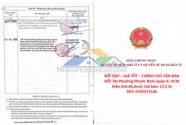 Đất đẹp – giá tốt – chính chủ cần bán đất tại phường phước bình quận 9, hcm