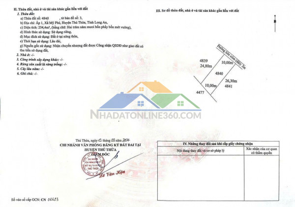 Đất đẹp – giá tốt  – chính chủ cần bán xã mỹ phú, thủ thừa, long an