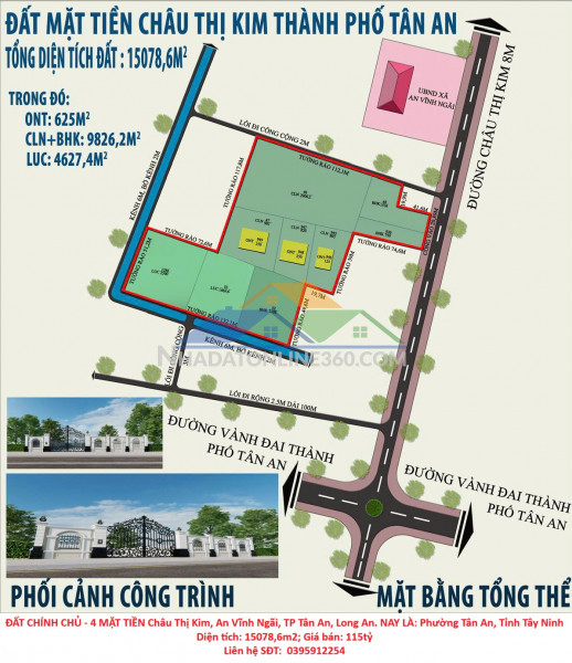 Đất chính chủ - 4 mặt tiền châu thị kim, an vĩnh ngãi, tp tân an, long an