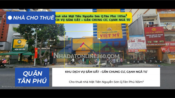 Cho thuê nhà mặt tiền nguyễn sơn q.tân phú 165m²- gần chung cư, ngã tư