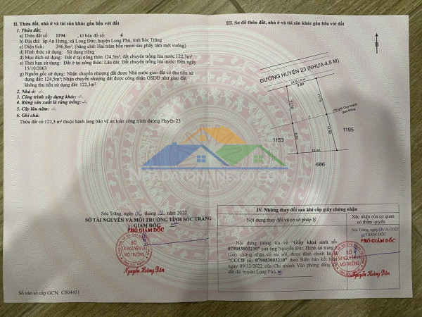 Đất đẹp – giá tốt  – chính chủ cần bán gấp tại  xã long đức, huyện long phú, sóc trăng